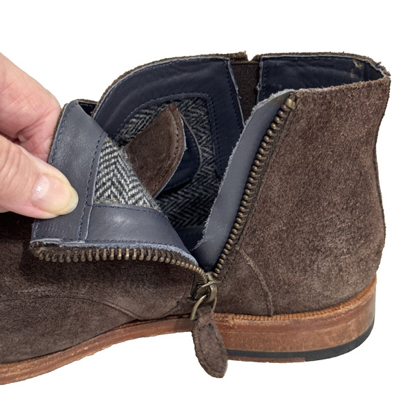 J Shoes Sz 7 Dorado Brown Nubuck Leather Double Monk Strap Booties Chelsea Boots - Picture 10 of 10